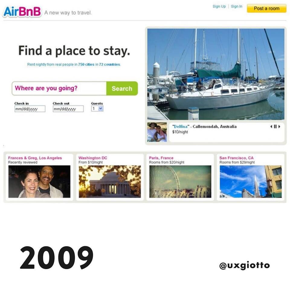 huddlecreative's tweet photo. A look into how the Airbnb website has changed over the years since 2007. Tell us which one is your favourite!
#airbnb #bedandbreakfast #travel #userinterface #ui #userexperience #ux #design #branding #huddle #huddlecreative #hanburystreet #shoreditch https://t.co/qtHUW107KO