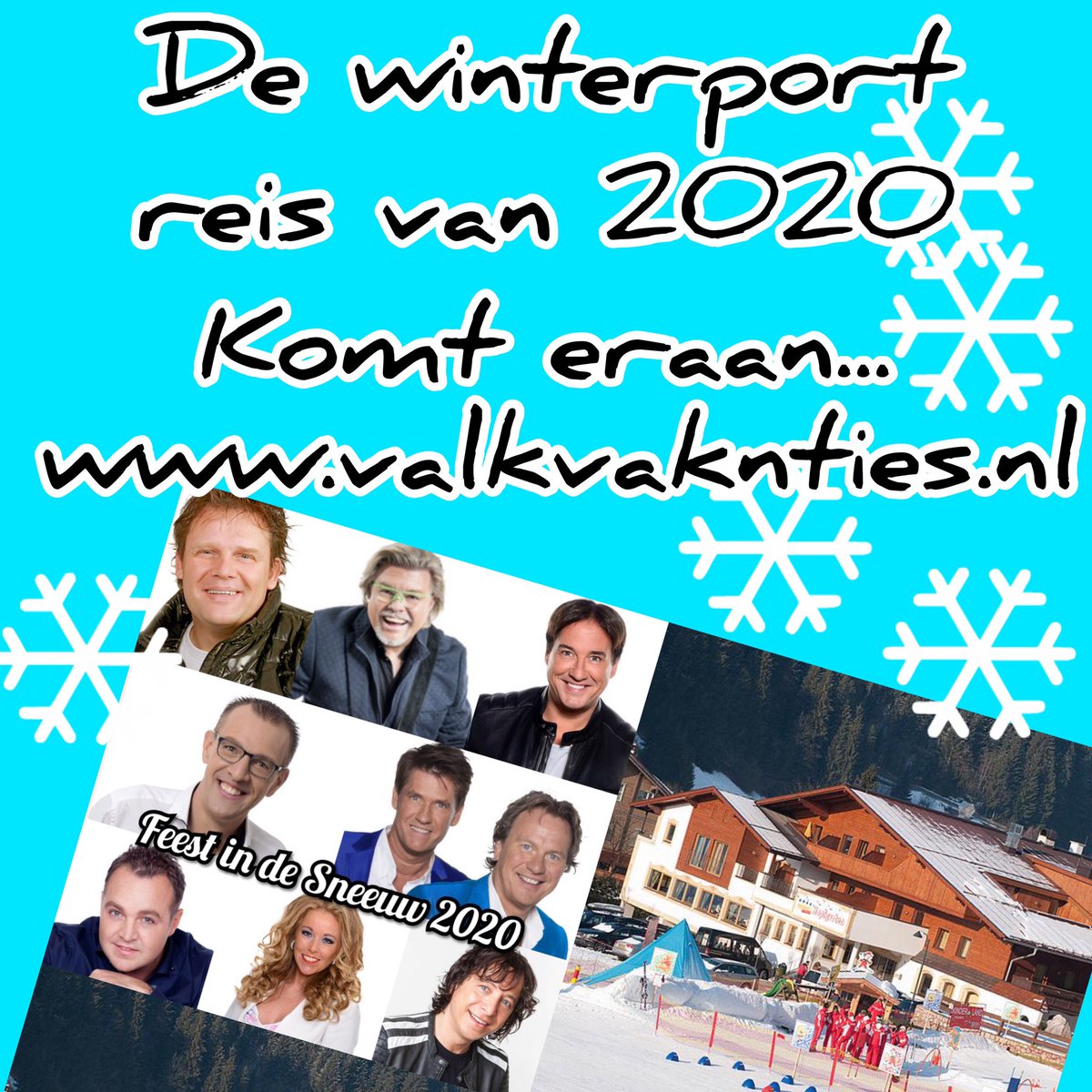 Met zoveel leuke collega’s naar de sneeuw?? Ga jij mee?? De line up is compleet met: <a href="/Stefanstorm66/">Stefan Storm</a> <a href="/ZangerAlex/">ZangerAlex</a> @marcodehollander <a href="/graddamen/">Grad Damen</a> <a href="/VinzzentNL/">Vinzzent</a> <a href="/ZangeresSusanna/">Susanna Veldmeijer</a> en <a href="/helemaalholland/">Helemaal Hollands</a> Volgende week alles online bij valkvakanties.nl Viking Entertainment BV