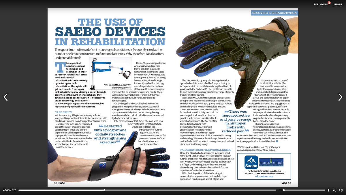 MoreRehab's tweet photo. Just come across this article again by chance.... A excellent case study of the #SaeboMAS in the @BSIHandbook (page 42/43) by our own Managing Director Anna Wilkinson @saeboukglyn @saeboukglyn  @SaeboUK Worth of your 5 minute coffee read today! https://t.co/JLnmu647ZV