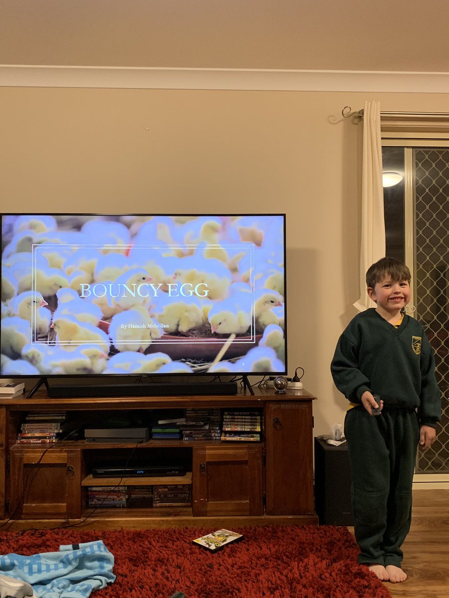 Aaron_McMillan4's tweet image. Hamish just made his own presentation for his science week project. Kids are amazing with tech. #scicomm #bouncyegg