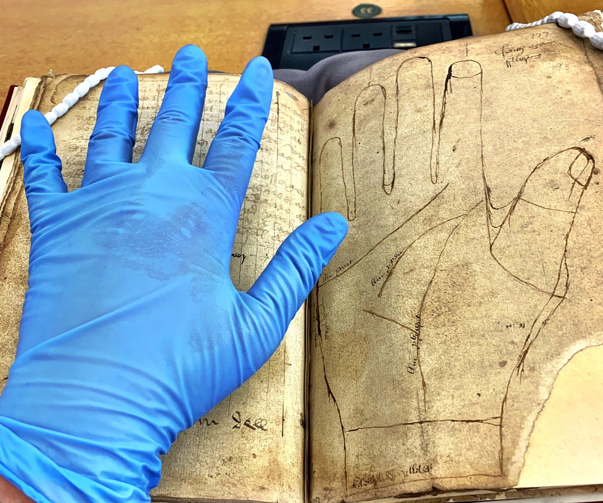 Kate_Leach1's tweet photo. That time this summer when I learned that my average-sized hands even match a medical practitioner from the 15th/16th century... #averagelifegoals #medievaltwitter #history #manuscripts #historyofmedicine #research https://t.co/I5rC2BoHcw