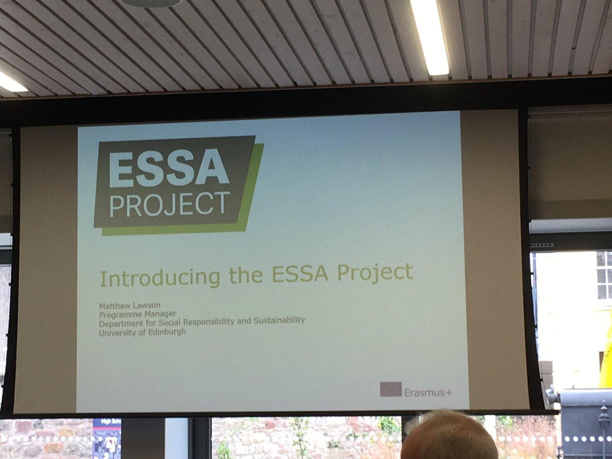 MHBrown2020's tweet photo. Learning about sustainability and integrating in our practices. Rachel and Matt kick off the European Students for Sustainability Auditing lessons learned. @EdSust @mattlawson24 @ChisholmRa #srschangemakers #essa https://t.co/Rdu4ni1o7G