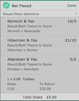 mrfixitstips's tweet photo. This week's #TwitterTreble pays £235.08 for a Fiver.
To win & BTTS
⚽️ Norwich
⚽️ Hibs
⚽️ Aberdeen
💰 If it wins I'll give away the £235.08.
↩️ Follow me and retweet to enter the draw.
(18+. Be GambleAware) https://t.co/kWuPKVfiiv