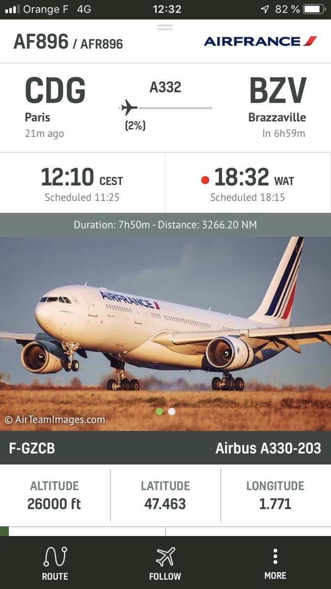 AirNavRadar's tweet photo. .@airfrance #AF896 to Brazzaville is declaring an emergency and returning to Paris CDG https://t.co/fbxgpqUmA3 https://t.co/agVImzkYTI