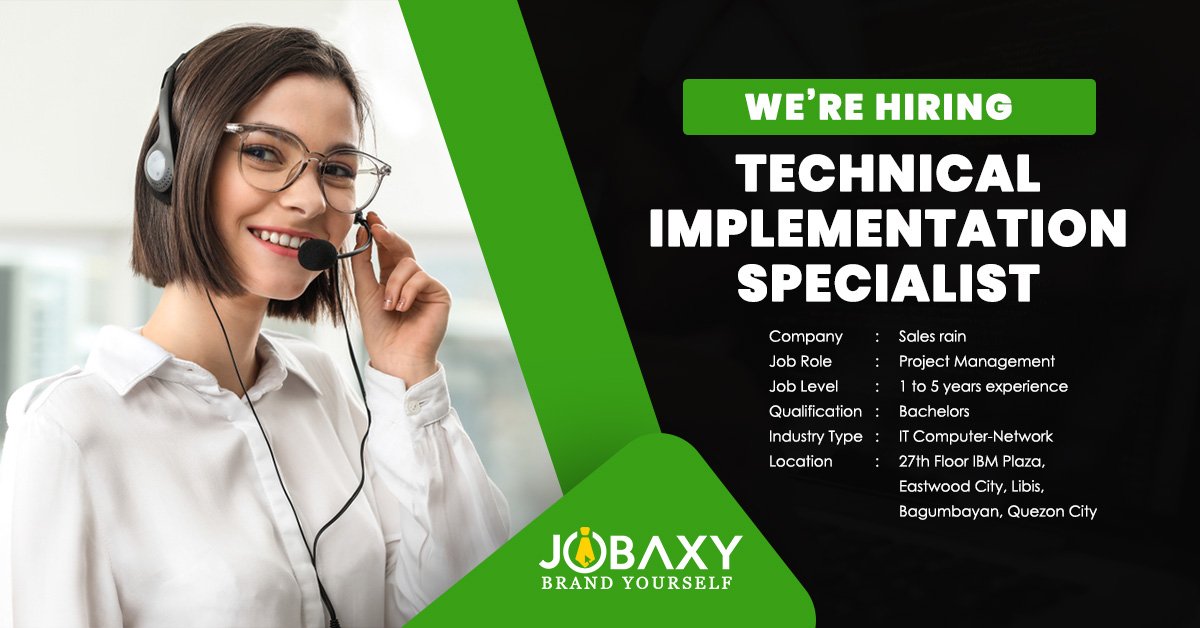 Jobaxyin's tweet photo. We are looking for a Technical Implementation Specialist. More details please visit https://t.co/sXSEbfS64Y https://t.co/tJ7xHUjPFe