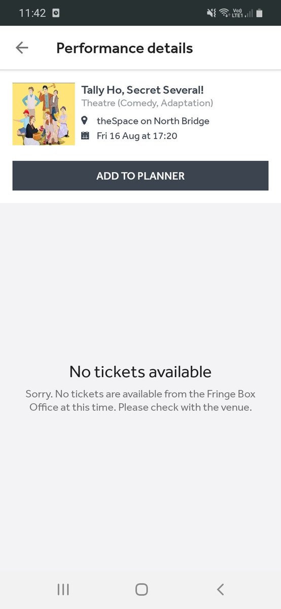 Today's performance of Tally Ho, Secret Several is already SOLD OUT!!  We can't wait for our second show! #edfringe