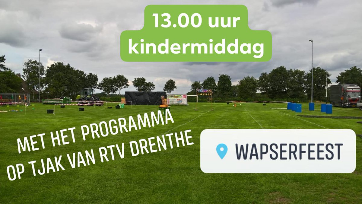 wapserfeest's tweet photo. De spelen voor de kindermiddag staan klaar. Ook komt het programma 'Op Tjak' van @RTVDrenthe vanaf het feestterrein uitzenden. Dus we zijn te zien en te horen op radio en televisie! https://t.co/HnNkPg6rba
