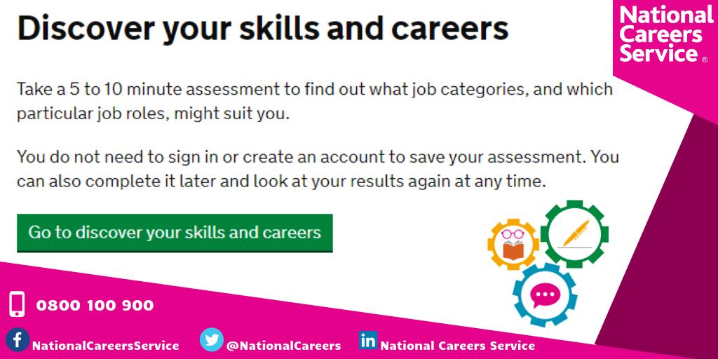 NationalCareers's tweet photo. New to the National Careers Service website!

We've launched a brand new tool to help you discover your skills an careers! This quick 5-10 minute assessment matches you to jobs and it's completely free.

Check it out today - https://t.co/hcw6ISPZ0h

#FridayFeeling https://t.co/hAPZlbowK8