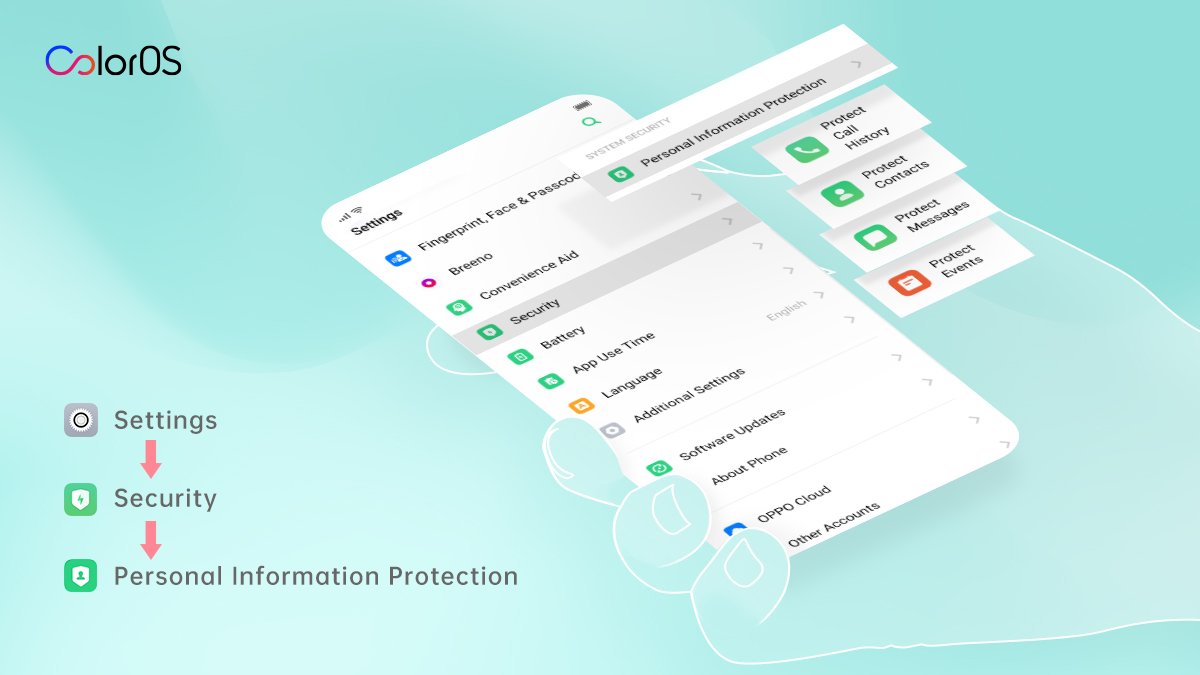 colorosglobal's tweet photo. Personal Information Protection, data leakage prevention smart protocol that prevents third-parties from getting a hold of your information!
#ColorOS6 #OPPO #LessIsLimitless #ColorOSfeatures https://t.co/xxH233Mb8g