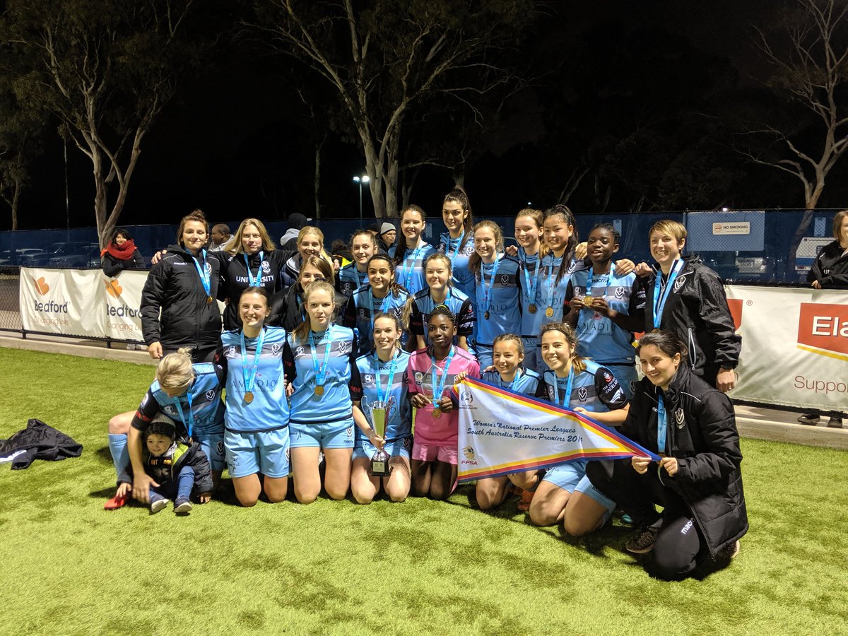 AdelaideUniSC's tweet photo. PREMIERS | Our WNPL Reserves have wrapped up the regular season Premiership with an entertaining 6-1 victory over Fulham Utd.
Congrats to coaches Alex & Alice, & Captain @alysiapana for the club's second Ressies Premiership in 3 years!
#backtheblacks https://t.co/hqFwVdgnEZ