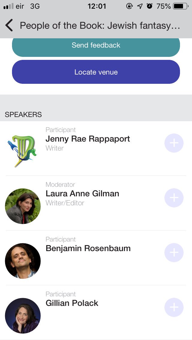 Megintransition's tweet photo. So excited for The People of the Book panel @Dublin2019 #jewishfantasy https://t.co/mudNgKvtP6