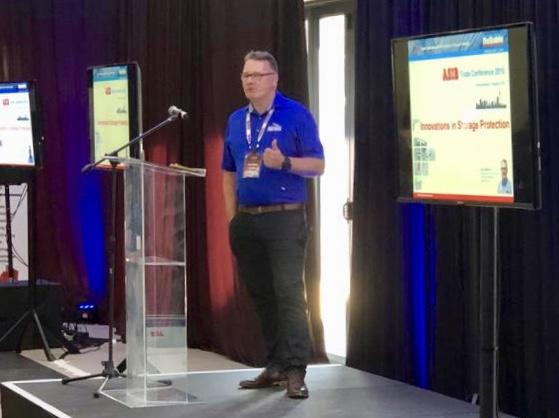 RASCOUK's tweet photo. Guy Watson, Technical Director, has been at #asib2019 Trade Show to present about innovation in general and storage protection in particular  #fireprotection #fire #architects #lifesafety #sprinklers #fireprotectionmatters #sprinklersystems #logistics #firesprinklers https://t.co/Ulr26LTozY