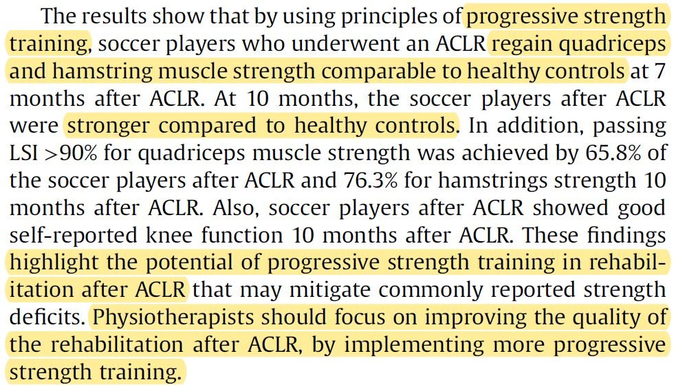 BartDingenen's tweet photo. 🆕 Study published @PTiSJournal !

Progressive strength training after ACL reconstruction

👉 Stop underloading
👉 Implement strength training at higher intensities during rehab
👉 Rehab quality is KEY

Thanks @wouter_welling @AlliGokeler @AnneBenjaminse 

https://t.co/jq1cmgLpma https://t.co/HvKIEZ1J8K