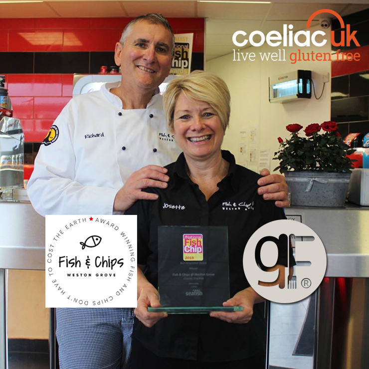 Coeliac_UK's tweet photo. We’re pleased to announce #FishandChips at Weston Grove, CH2 1QL: https://t.co/Ob8QGcRFtB has become the latest venue to receive Coeliac UK GF accreditation – look out for our GF symbol at this venue soon!
#GlutenFreevolution #glutenfree https://t.co/60ykgYoRIf