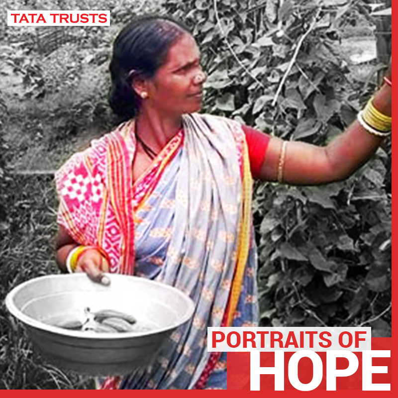 tatatrusts's tweet photo. One of our #PortraitsOfHope, Padmabati from Hatipadar, Odisha, has more than doubled her income in a year. How did she do this? She learned new water conservation and agriculture practices that boosted her earnings &amp; made her an inspiration for her peers. https://t.co/wTCRAm7jBg https://t.co/tB8JsJlkSp