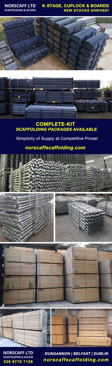 norscaff's tweet photo. 👍👍NEW STOCKS ARRIVED!!
K-Stage &amp; Cuplock

COMPETITIVE COMPLETE-KIT PACKAGES AVAILABLE!

Visit - https://t.co/3UaKvqh2Gm

#Belfasthour #Belfast #Dublin #Ireland #scaffolding #suppliers #scaffolders #construction #SupplyChain #norscaff https://t.co/JGtEaCiD4D