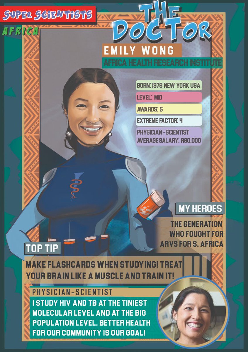 The Doctor @emilybethwong from @AHRI_News  Visit her profile at superscientists.org to see her work on #Vukuzazi a 10,000+ participant study in Somkhele, KwaZulu-Natal or in the future scan her card and see the video in augmented reality #ar #scicomm