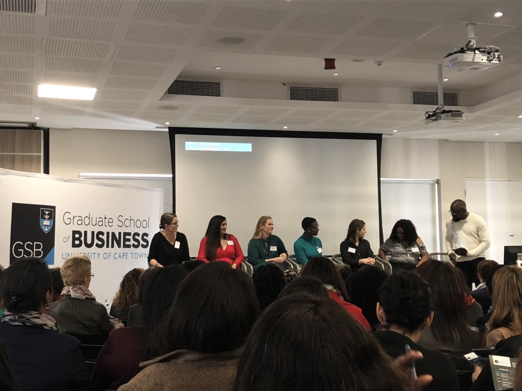 Shaekie23's tweet photo. Very impressive panel of ladies discussing that there is less than a 5% representation of women in tech space #4IR @UCTGSB #WIBdisruption #womenintech https://t.co/uw6nYF0mdr