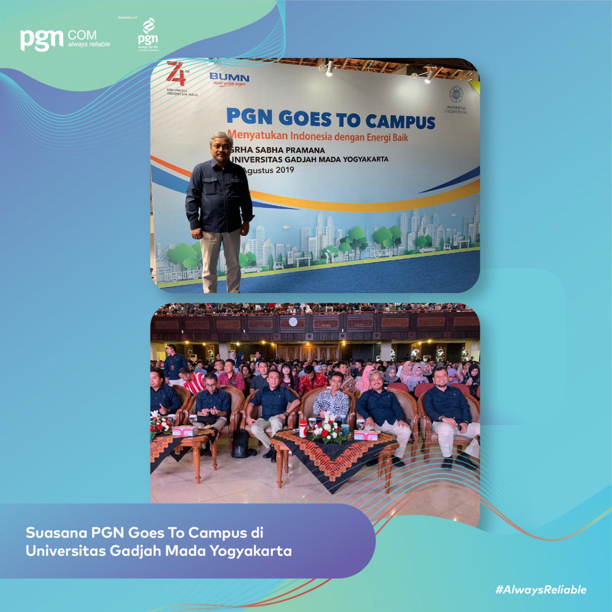 pgncom_id's tweet photo. Hallo sahabat #PGASCOM, minCOM kembali lagi!๐
Hari ini minCOM update tentang suasana dan keseruan PGASCOM pada event PGN Goes to campus di UGM Yogyakarta. Hmm, terlihat banyak sekali mahasiswa yang turut hadir, seru banget! Ayo kampus apa yang menjadi selanjutnya, komen ya!๐ https://t.co/4SIgJBtHmj