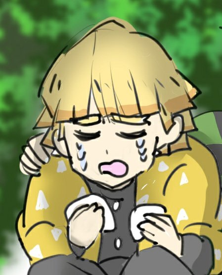 のむたろう東6ﾋ25aさんがTwitterに投稿した我妻善逸(鬼滅の刃)のイラスト。