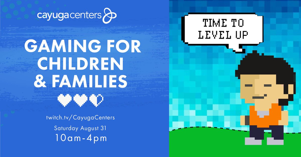 Level up with Cayuga Centers Saturday, August 31 as we #game for #children and #families in our care!