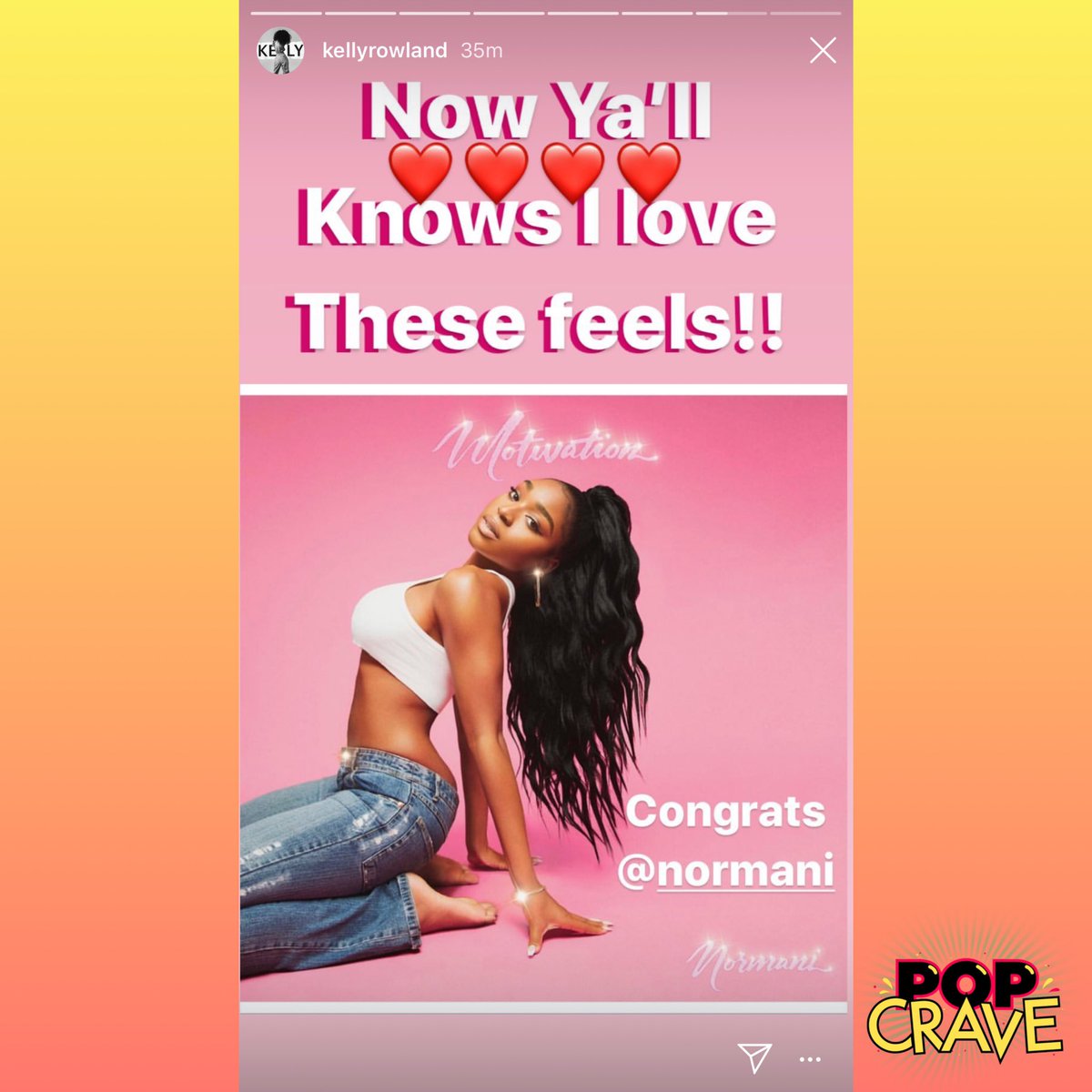 . @KellyRowland congratulates  @Normani on the release of her solo debut single  #Motivation. 