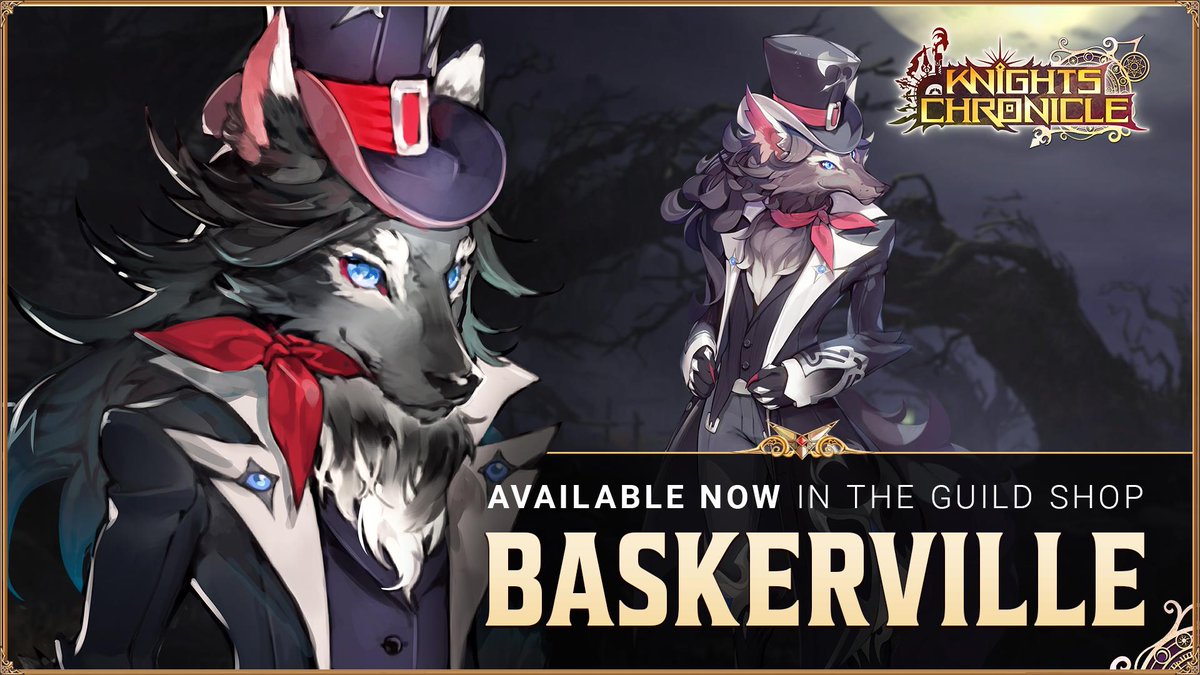 knightschron's tweet photo. Baskerville's on the case! This detective usually solves crimes in the Underworld, but now he's available in the Guild shop!
Save up your Guild Tokens and exchange them for a 4☆, 5☆ or 6☆ Baskerville hero! #KnightsChronicle https://t.co/NmP0ZOsptF