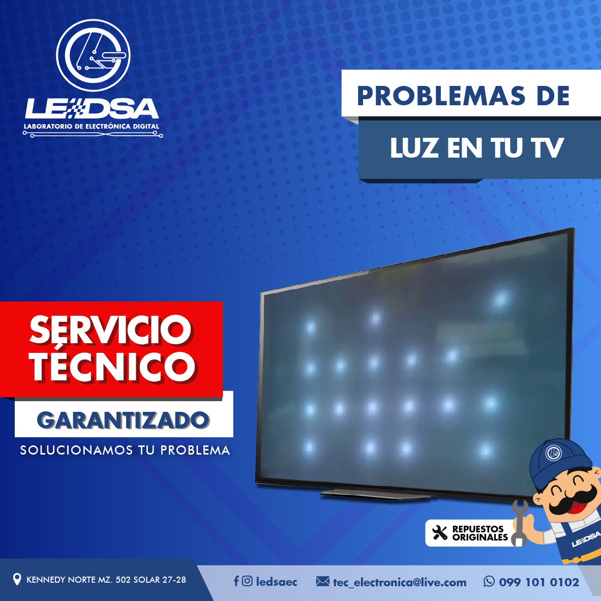 ledsaec's tweet image. ¿ Algo peor qué Byron Moreno pitando un #LDUvsBSC ?

Sí, que se dañe tu TV antes del partido 😱

TRANQUILOS 😌 #LEDSA lo soluciona

SERVICIO TÉCNICO GARANTIZADO

whatsapp 0991010102

#LoHacemosPosible

#FelizViernesATodos @LDU_Oficial @BarcelonaSC que sea un buen espectáculo 👏