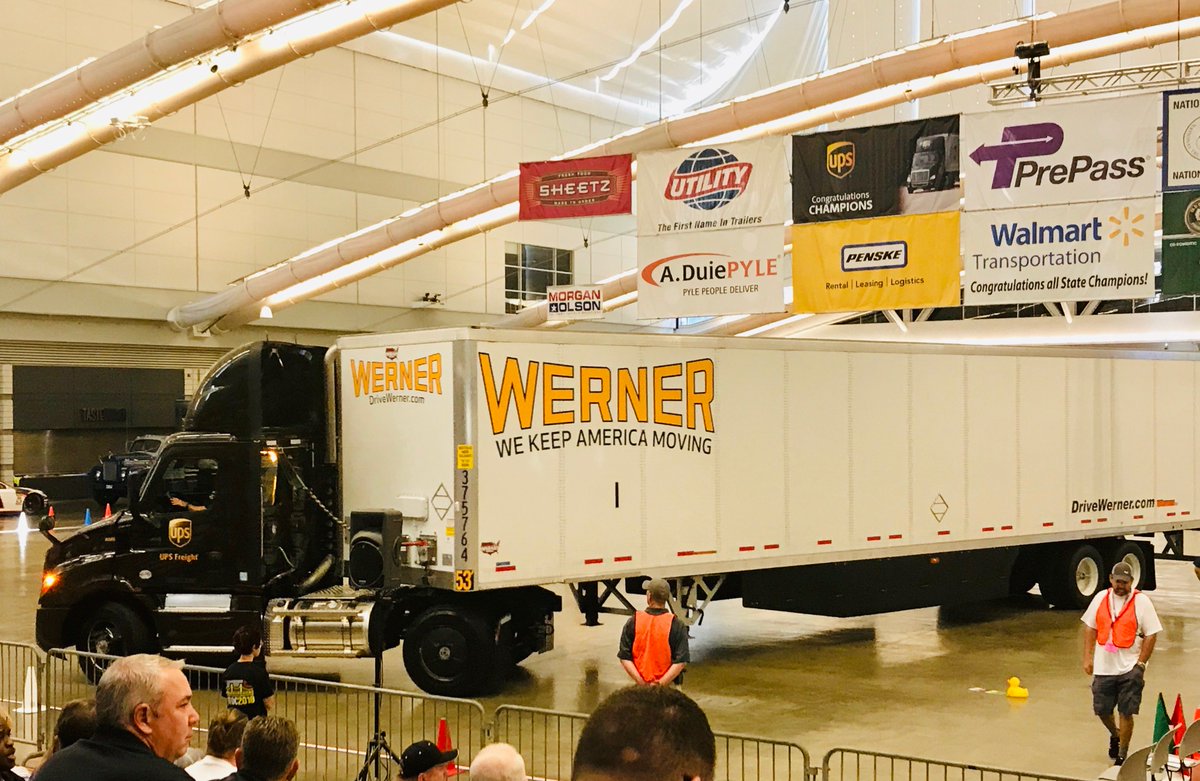 One_Werner's tweet photo. We're wishing #TeamBlue good luck as they compete in the National Truck Driving Championships in Pittsburgh, Pennsylvania! Thank you, Tim D., Larry D., Eric S. and Terry D. for being great representatives of Werner! Kick butt, gentlemen! 💪 https://t.co/zRZRpfzOZt