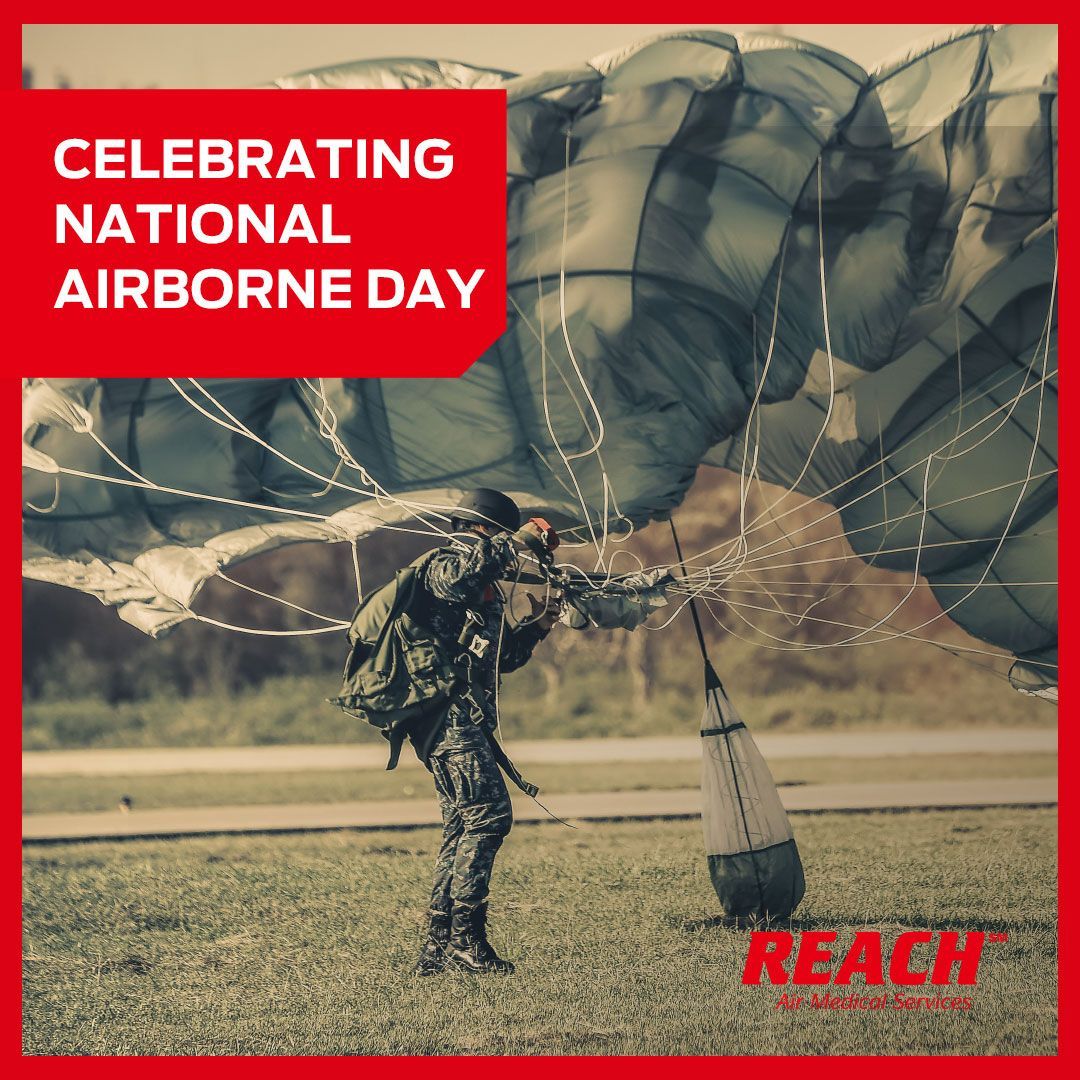 REACHAirMed's tweet photo. Happy National Airborne Day! Did you know, August 16, 1940 marked the first official Army parachute jump? We want to take a moment to thank our nation's airborne members of the Armed Forces. We appreciate all that you do for our country. #REACHAirMedicalServices https://t.co/ny9nK3vrSf