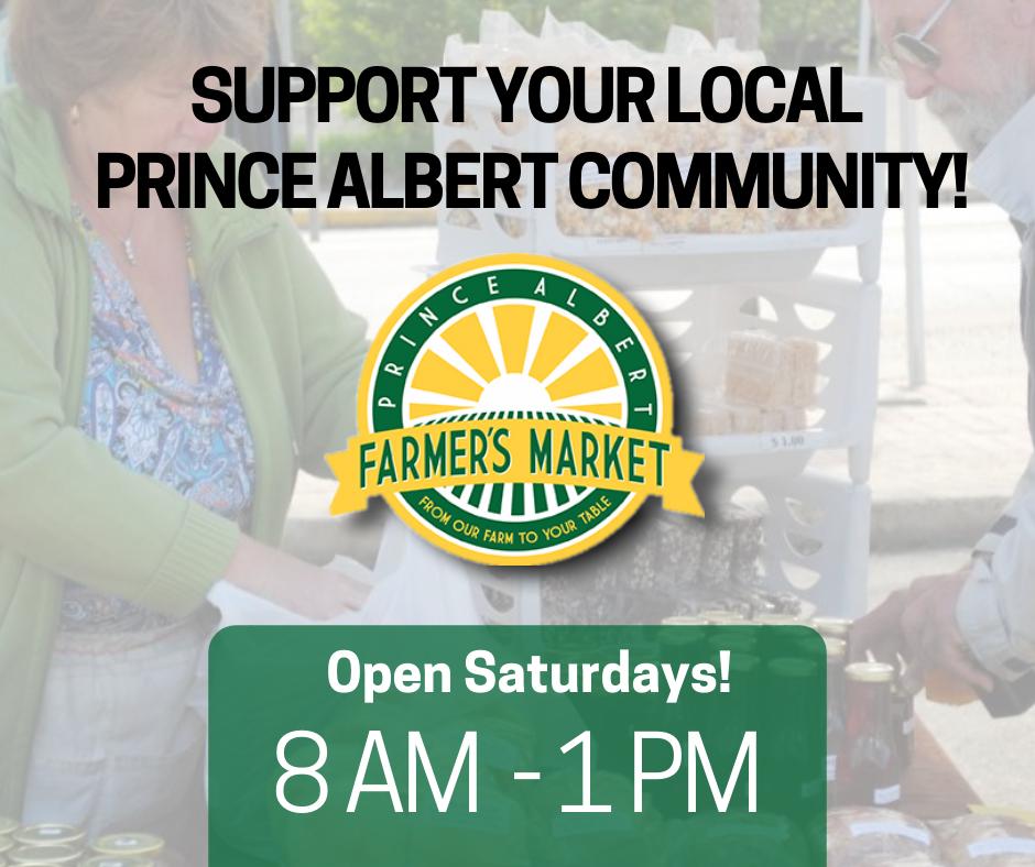 Looking for something to do this weekend? The Prince Albert Farmer's Market will be hosted outside at the City Hall Parking lot on Saturday, August 17th. Come enjoy the weather and support the community at the same time! 🌞