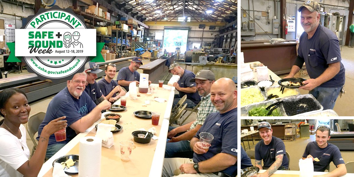 AceIndustries's tweet photo. Ace Braselton, GA crane manufacturers serve up some laughs along with lunch for their OSHA SAFE + SOUND week safety meeting. Hope you've had a great week of communing over best safety practices and procedures! We sure have! #LiftSafe #AceSafe #AceFun https://t.co/wosds3vgpB