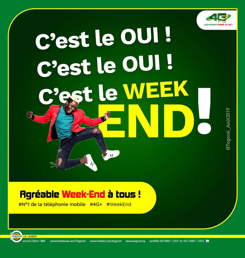 YasTogo's tweet photo. Excellent week-end à toutes et à tous !

On se capte ce dimanche 18 Août  2019 à 14h à Togocel Plage 🏖 🏝 

#Migbavaké
#Togocel #4GTogocel #LeLeader #TogocelWeekend #TogocelPlage #16Août2019 https://t.co/ESwm1vJ11d