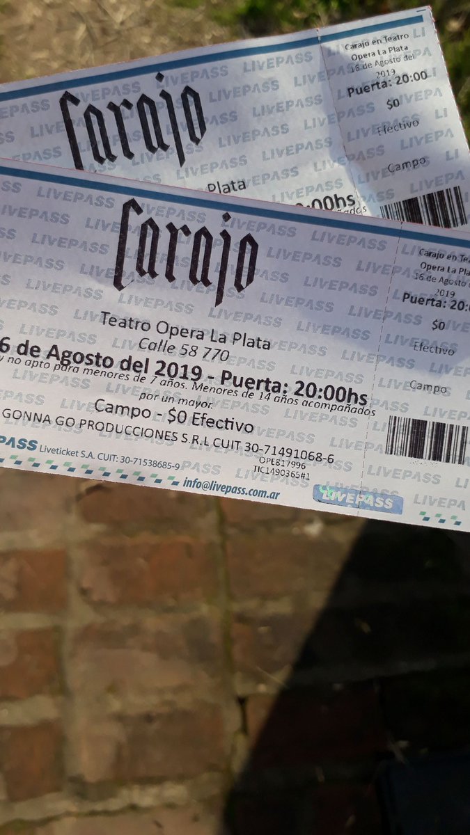 Gracias <a href="/rock_pix/">El Gallo 🇦🇷⭐️⭐️⭐️</a> ,<a href="/panzapedraza/">diego miller</a> ,<a href="/RadioCantiloOk/">Radio Cantilo</a> por las entradas para ver a <a href="/Carajoweb/">Carajo</a>!!!!@BelnBastias1