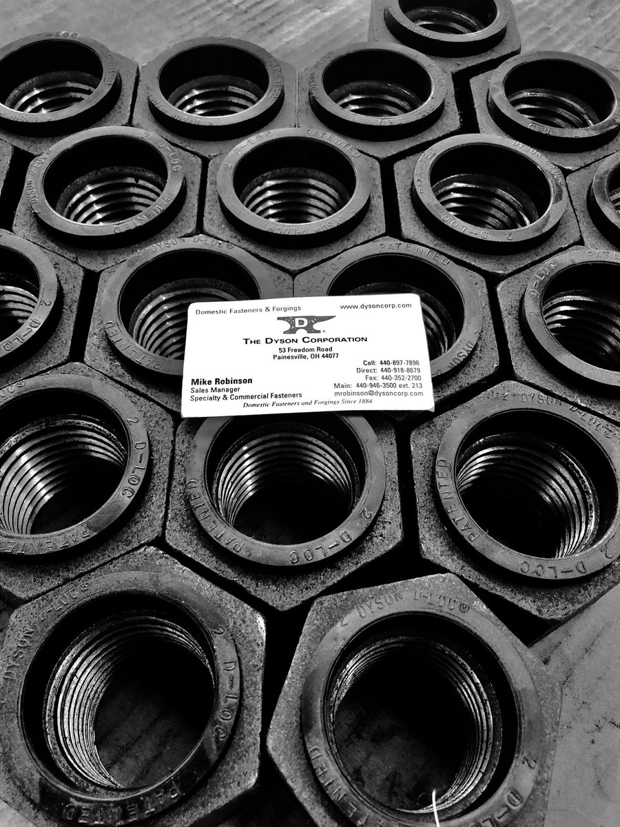dysoncorp's tweet photo. #FastenerFriday / #ForgingFriday @dysoncorp !!! And we’re going nuts with fasteners and forgings. All shapes sizes and styles. #fasteners #MadeInUSA #Fastenerds #HexNuts #A668Forgings #hotformed #ahhforgeit https://t.co/W6qXdkxm1v