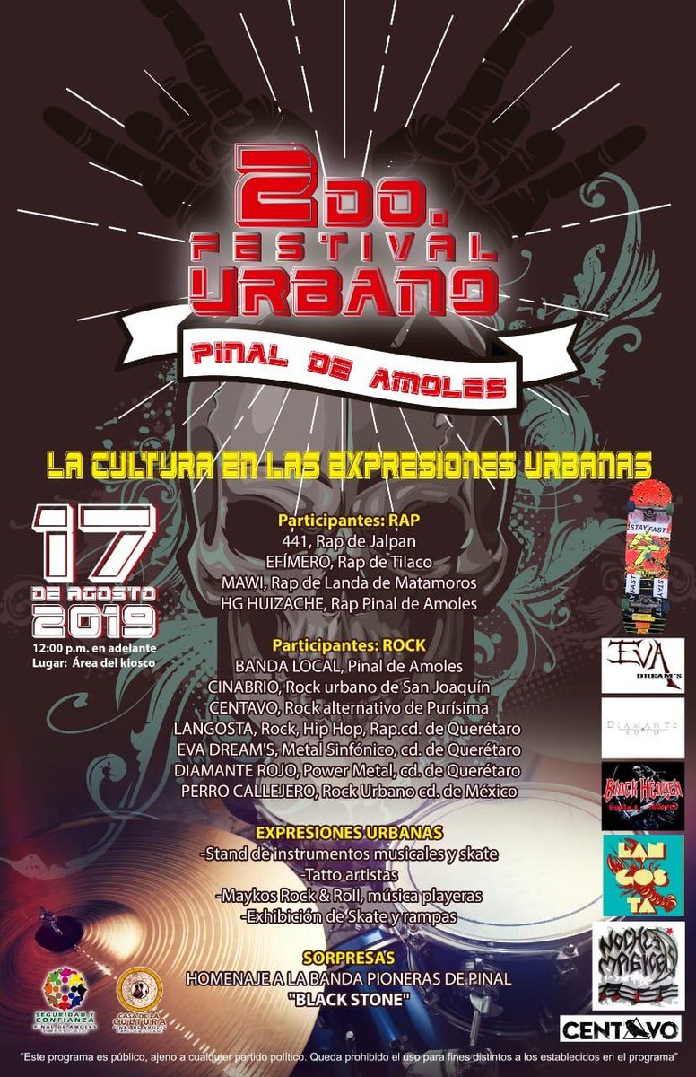 <a href="/DiamanteRojoQro/">Diamante Rojo</a>  regresa a #PinalDeAmoles en el corazon de la bella #SierraGorda de #Queretaro para el 2o Festival Urbano este sabado 17 de Agosto #NoHayLugarParaLaDuda #InfiernoYGloria #ElLlantoDelRey #PowerMetal #Queretaro