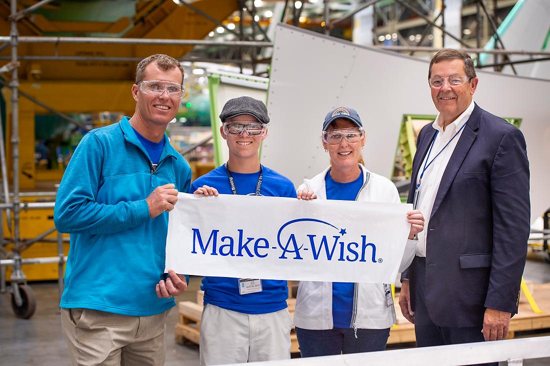 15-year-old Jacob loves airplanes and Boeing loves making wishes come true! We were thrilled to partner with <a href="/MakeAWishAKWA/">Make-A-Wish AK & WA</a> to bring Jacob and his parents on a VIP tour of the Everett factory to see how our incredible airplanes are built. #BoeingPartner