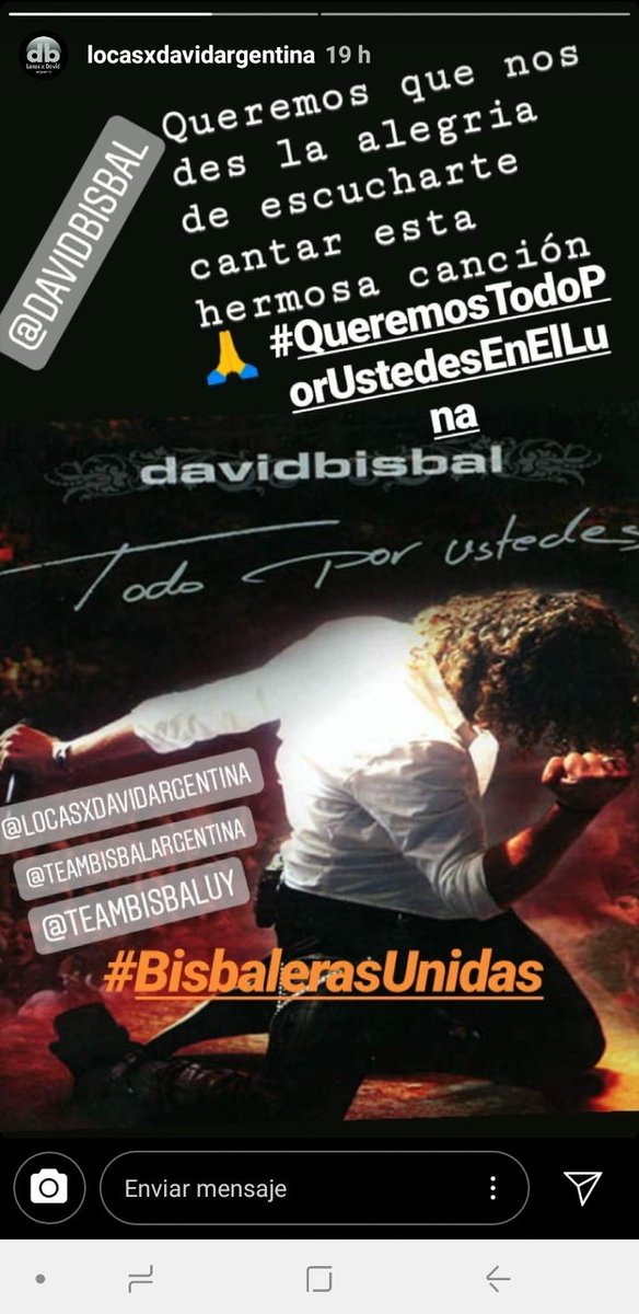 ArnaldoRomina's tweet photo. @davidbisbal 🎤
Tus #fansunidas!! 🎶🎼🎶
@locasxdavid🇦🇷
@teambisbalarg 🇦🇷
@TeamBisbalUy🇺🇾 keremos proponerte una canción muy especial para tus #fans
#queremostodosporustedesenelLuna 🇦🇷🇺🇾( #bisbalerasunidas)
@UMArgentina
#7dediciembre #estadiolunaparck 🇦🇷 https://t.co/leLyLddw8a