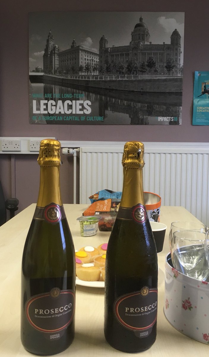 ICCLiverpool's tweet photo. The end of an era at ICC towers... We’re toasting #TheJohnFosterYears together. More to follow on the legacies of #Impacts18 after a few more bottles of prosecco. #TheTeamthatDrinksTogetherstaysTogether ✊🥂🍾😜 https://t.co/yJ3XpmHHZM