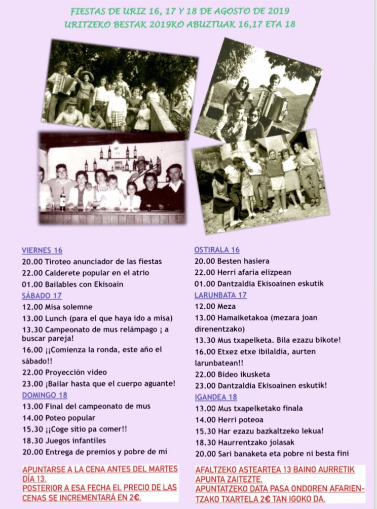 Artzibalia's tweet photo. @valledearce #Fiestas de #Uriz !!
Uritzeko #Bestak !! 

#Uritz #Artzibar #ValleDeArce 
#IratiOrreaga #TerritorioOrreaga https://t.co/1jMv4EcEUC