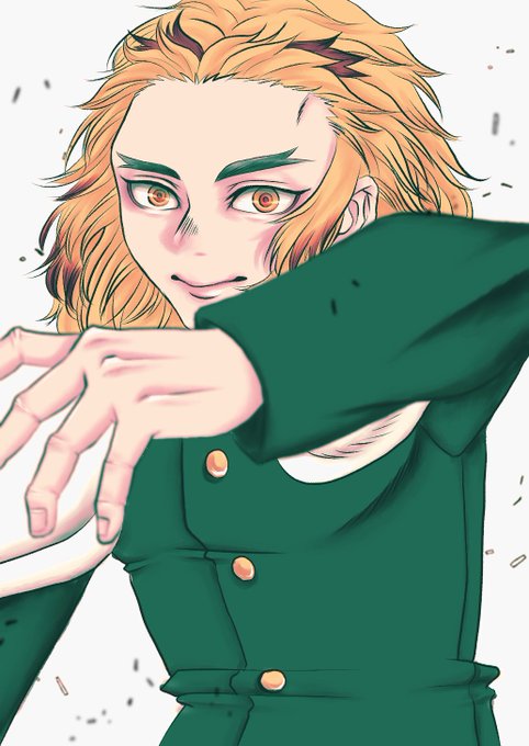 えん🌳さんがTwitterに投稿した煉獄杏寿郎(鬼滅の刃)のイラスト。