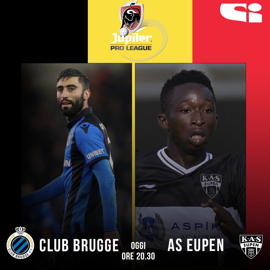 tvdellosport's tweet photo. 🇧🇪| Il #ClubBrugge ospita l'#Eupen per tentare la prima fuga stagionale. In campo Okereke, primo Taureau d'Or della stagione! 🔥
🏆 #JupilerProLeague
⚽️ @ClubBrugge 🆚 @aseupen 
📆 OGGI
⏰ 20.30
🎙 @albertopucci 
📺 60 DTT (🔴 in HD con #SiSmart)
💻 https://t.co/DJTGOSVlr4 https://t.co/RDDdarih9K