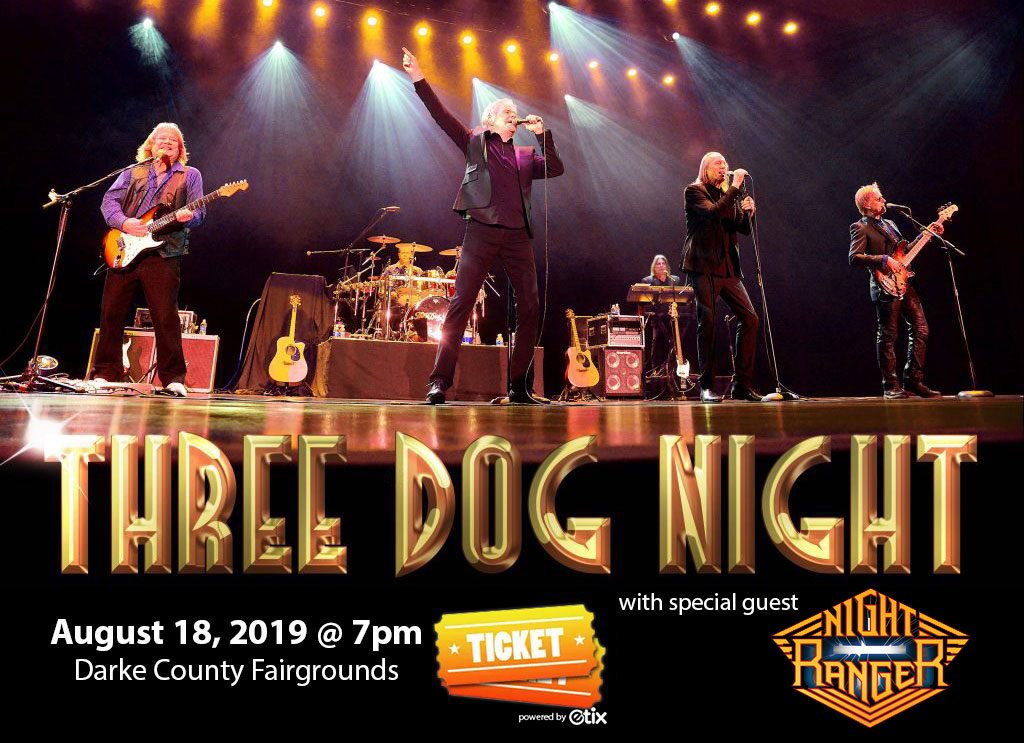 Going to be another great concert evening this year! If you havent already gotten your tickets for <a href="/threedognight/">Three Dog Night</a> with special guest <a href="/nightranger/">Night Ranger</a> - there is still time! etix.com/ticket/p/85041…