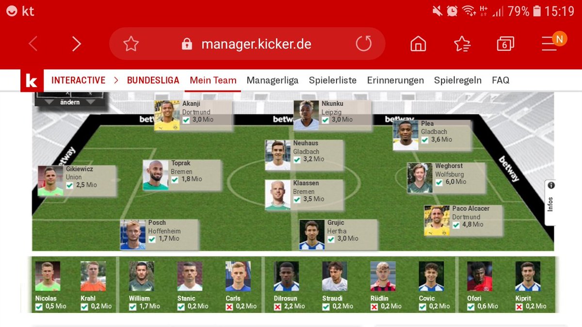 CgnAlpha's tweet image. Mein diesjähriges Team für das Kicker-Interactive-Managerspiel. Hat jemand noch Verbesserungsvorschläge? #kicker #Bundesliga #Saisonprognose