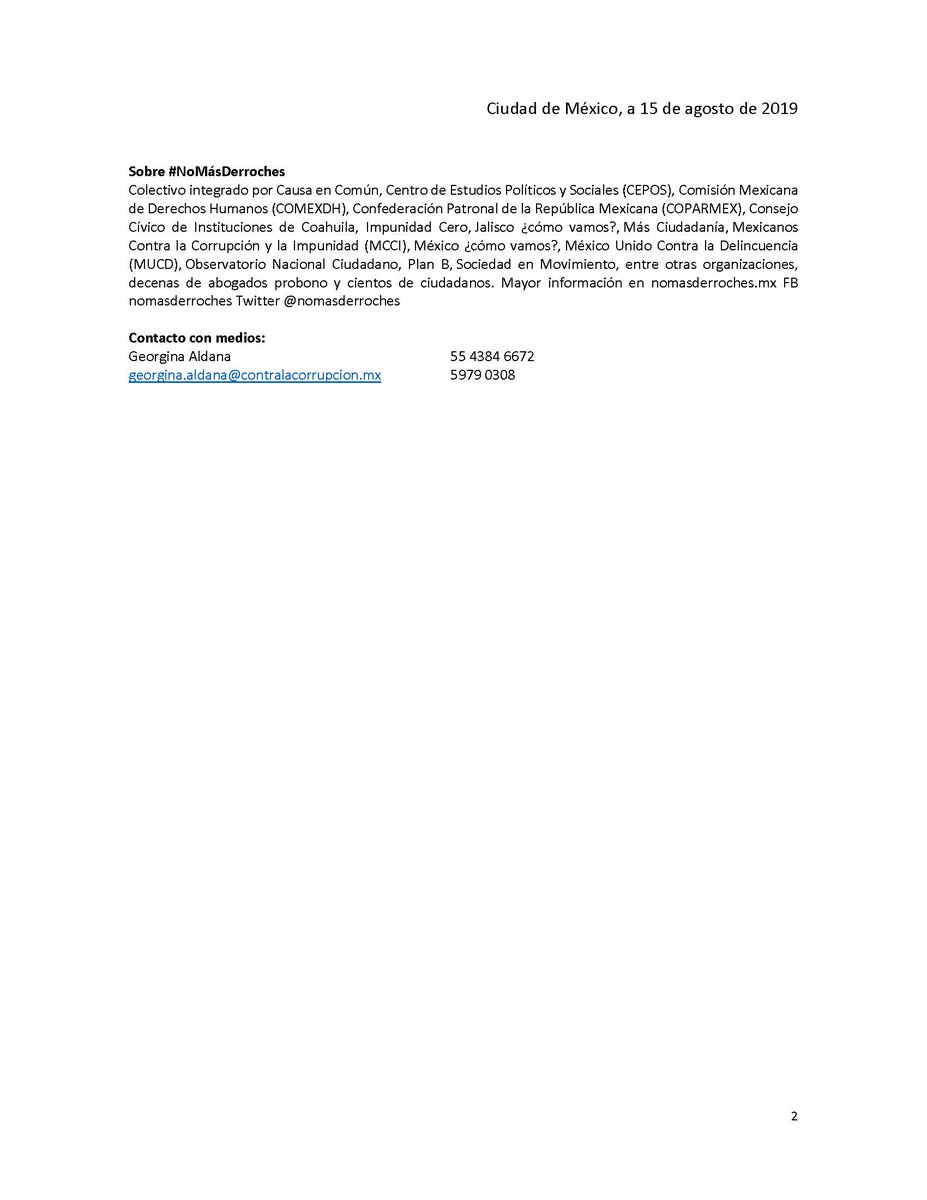 Compartimos Comunicado Oficial en relación a la suspensión definitiva mediante la cual se ordena al Gobierno Federal detener la construcción del Aeropuerto Internacional de Santa Lucía (AISL) hasta que se resuelva el juicio de amparo.