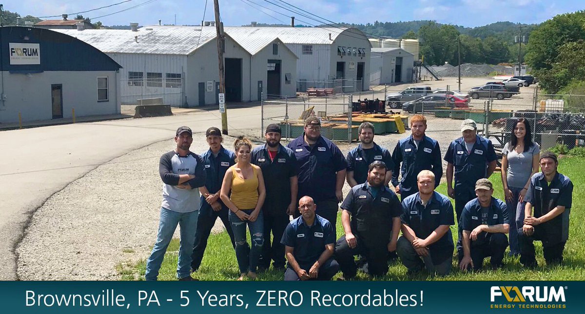 Congratulations to our  team in Brownsville, PA for completing five years without a single recordable!  They are an example of Forum's commitment to safety and have  not had a single recordable since they opened on July 12th, 2014!