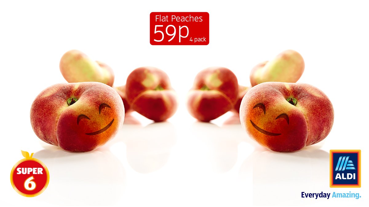 AldiUK's tweet photo. Peachy-keen 🍑. Tag someone who makes you smile for the chance to WIN you BOTH a £10 voucher to buy your Super 6. T&amp;Cs apply. #FridayMotivation https://t.co/s9PVkCvZsg https://t.co/9HKlbDTa5m