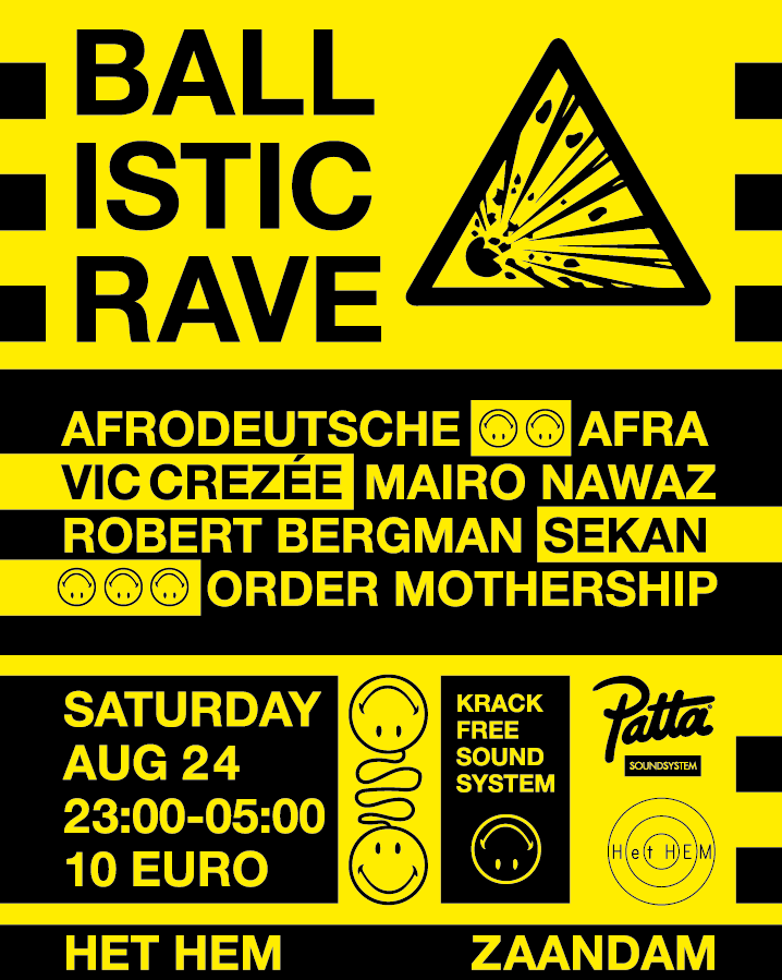 Patta_NL's tweet photo. Patta Soundsystem & Het HEM present the Ballistic Rave. On Saturday August 24 the doors of Het HEM will open for a get together at the former ammunitions factory on the fringes of Amsterdam, where different sounds collide and different people unite. #PattaSoundsystem #Hethem https://t.co/ADl8xA67g3