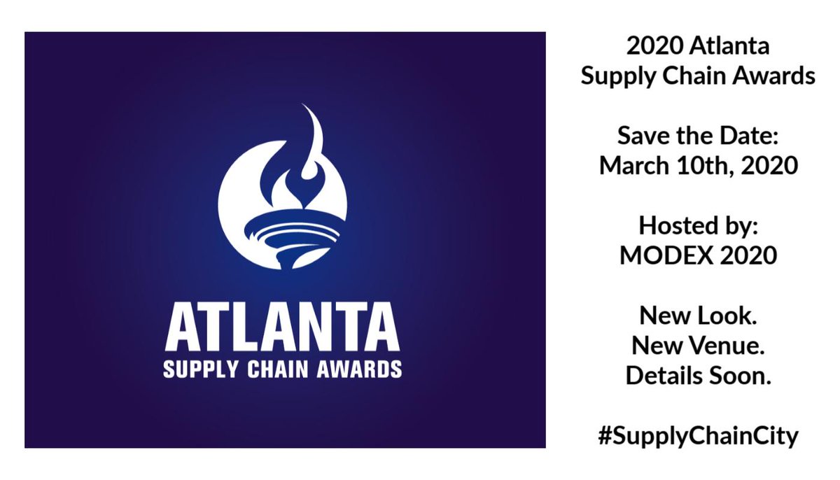 NationalSCDay's tweet photo. We're getting ready to celebrate the #supplychain again in the #SupplyChainCity. The 2020 ASCA will be hosted by @poweredbymhi &amp; MODEX 2020.

Presented by @cscmp_atlanta @atlchamber @APICS_Atlanta &amp; @SCNRadio 

Get ready. Here we come! https://t.co/UG5bMzRyLc