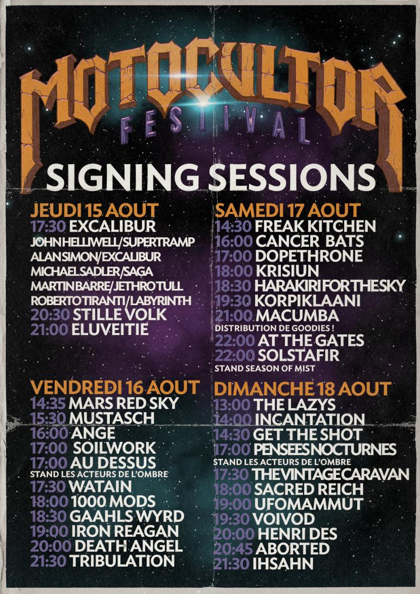 MotocultorFest's tweet photo. #SIGNINGSESSIONS 🧝‍♂️
#MOTOCXII #MOTOC2019

Retrouvez les artistes de la journée au stand signing sessions du festival au stand Les Acteurs de l'ombre Productions.

Motocultor Festival XIIe édition | 15-18 août 2019 https://t.co/muXqnVHeaB